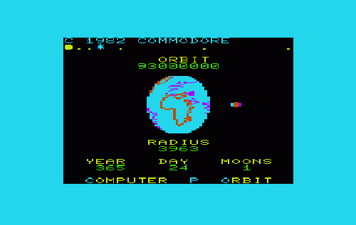 Visible Solar System title screen for Vic-20